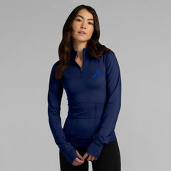 Navy Atlanta Braves Fanatics Women's Elements Raglan Tri-Blend Quarter-Zip Top