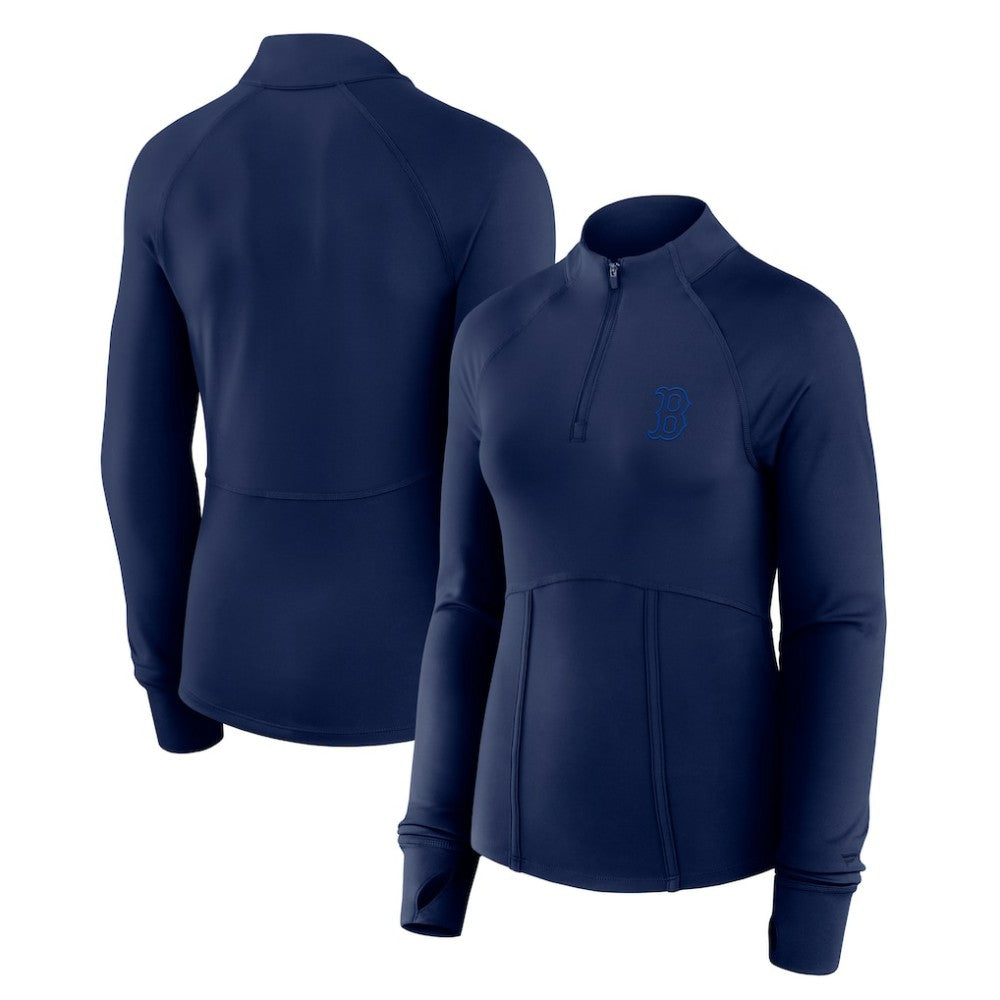 Navy Boston Red Sox Fanatics Women's Elements Raglan Tri-Blend Quarter-Zip Top