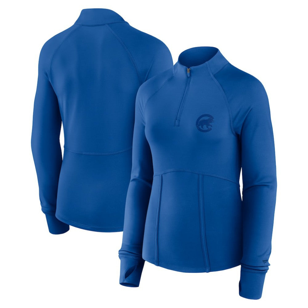Royal Chicago Cubs Fanatics Women's Elements Raglan Tri-Blend Quarter-Zip Top