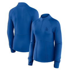 Royal Los Angeles Dodgers Fanatics Women's Elements Raglan Tri-Blend Quarter-Zip Top