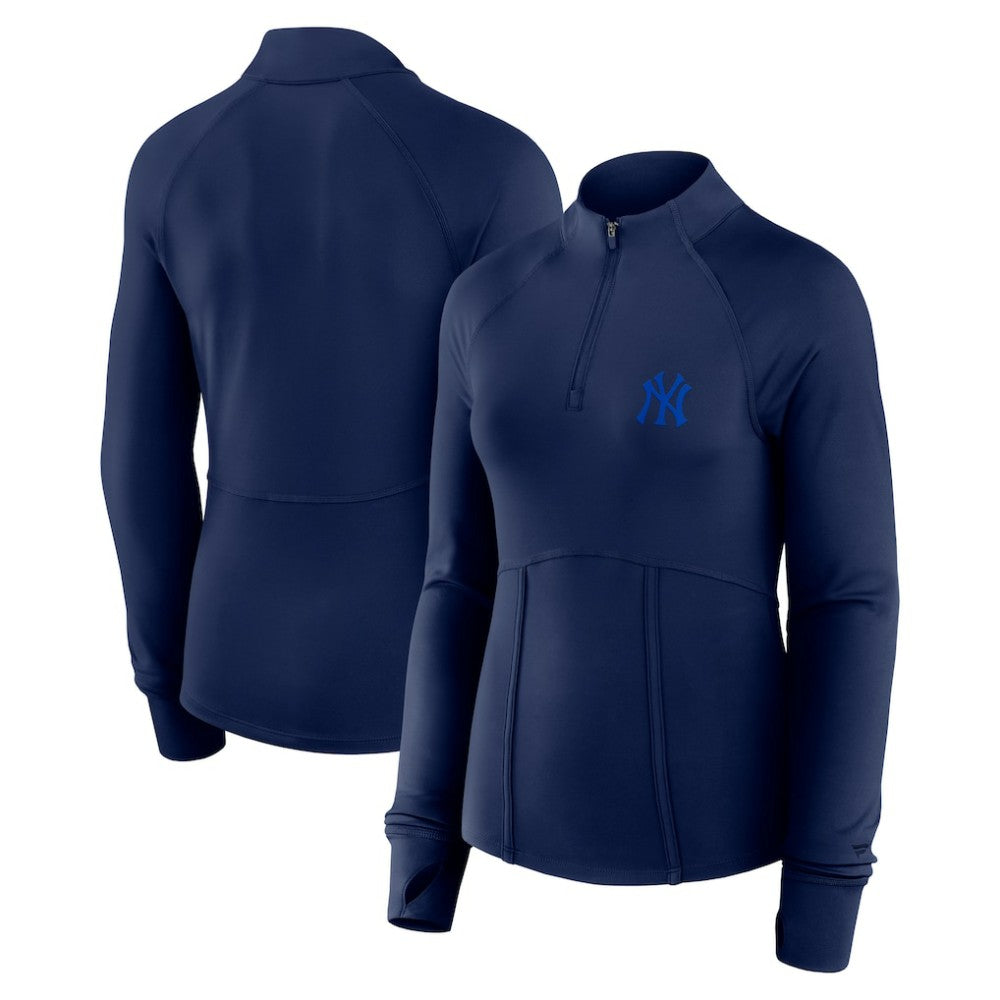 Navy New York Yankees Fanatics Women's Elements Raglan Tri-Blend Quarter-Zip Top