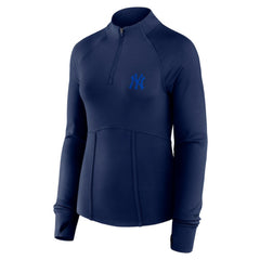 Navy New York Yankees Fanatics Women's Elements Raglan Tri-Blend Quarter-Zip Top