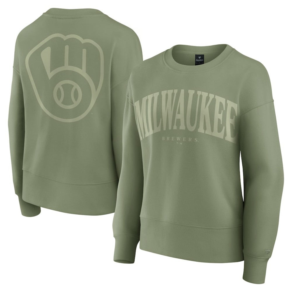 Green Milwaukee Brewers Fanatics Women's Elements Flow Pullover Sweatshirt