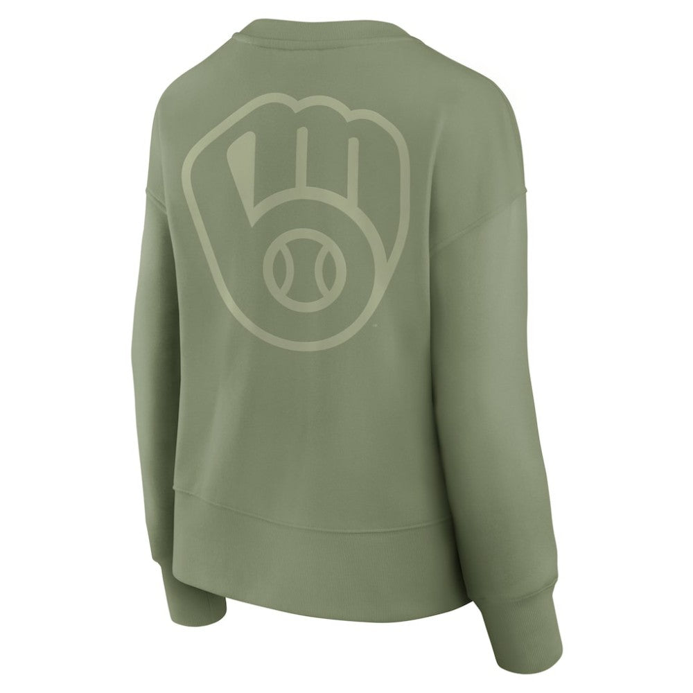 Green Milwaukee Brewers Fanatics Women's Elements Flow Pullover Sweatshirt