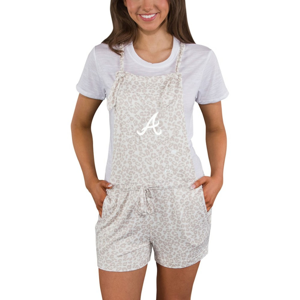 Cream Atlanta Braves Concepts Sport Women's Montana Hacci Knit Romper Overalls