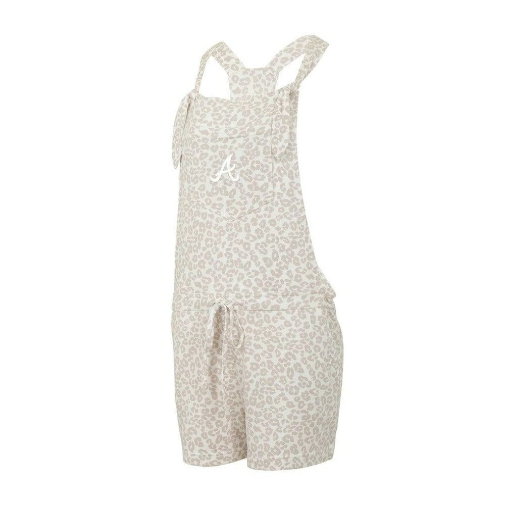 Cream Atlanta Braves Concepts Sport Women's Montana Hacci Knit Romper Overalls