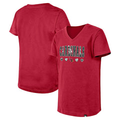 Girls Youth Flip Sequin V-Neck T-Shirt - Arizona Cardinals T-shirts