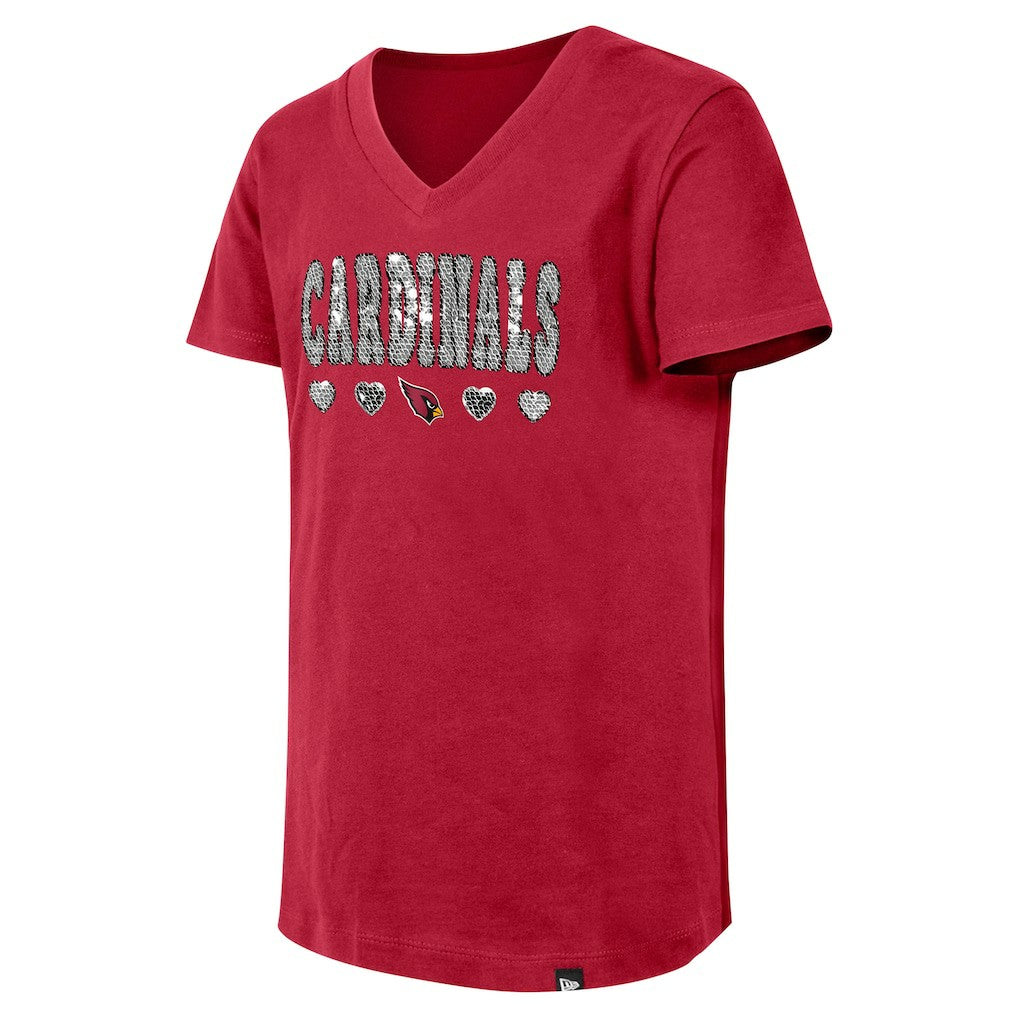Girls Youth Flip Sequin V-Neck T-Shirt - Arizona Cardinals T-shirts