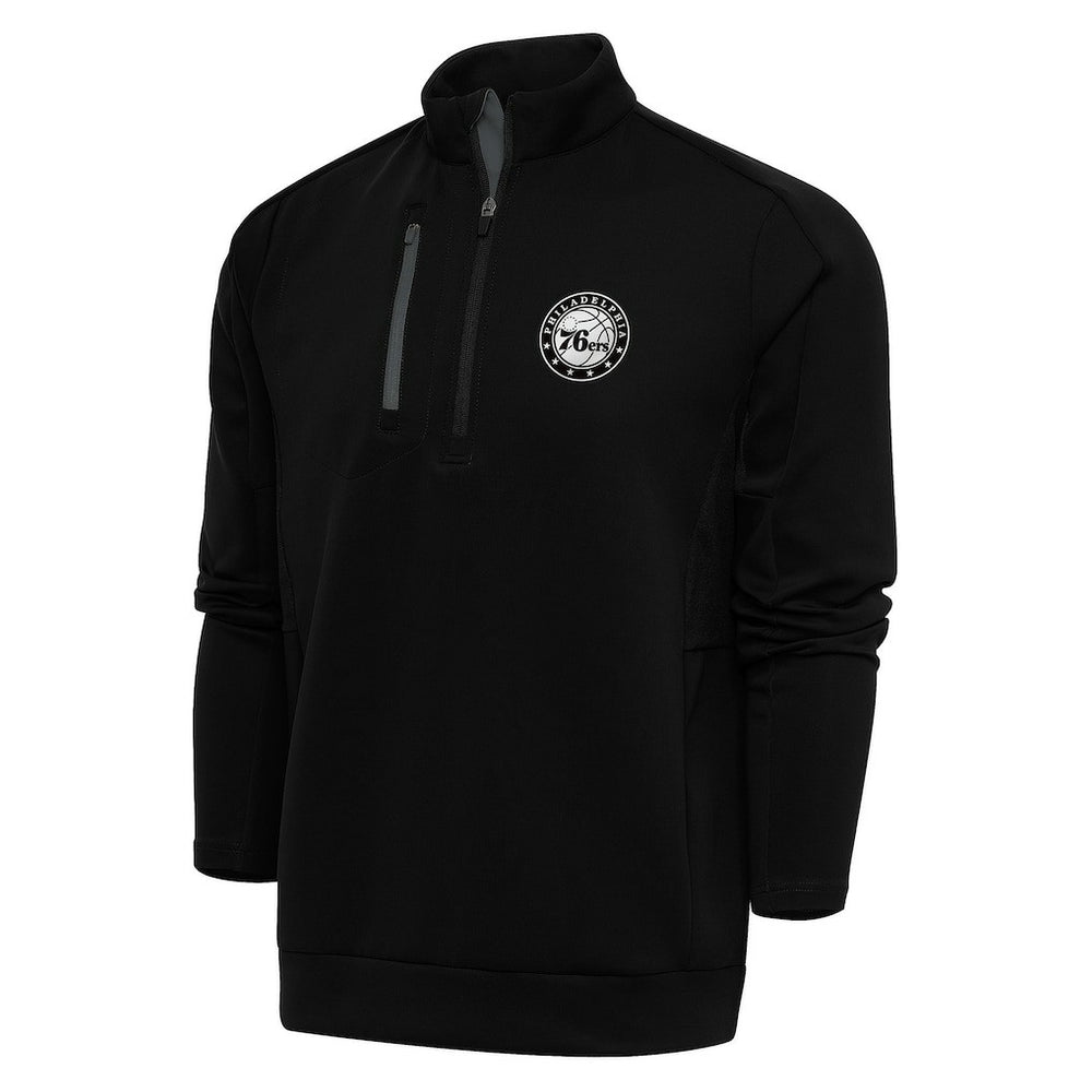 Philadelphia 76ers Antigua Metallic Logo Generation Quarter-Zip Pullover Top