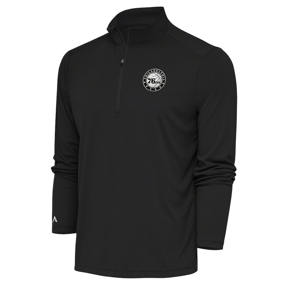 Philadelphia 76ers Antigua Metallic Logo Tribute Quarter-Zip Pullover