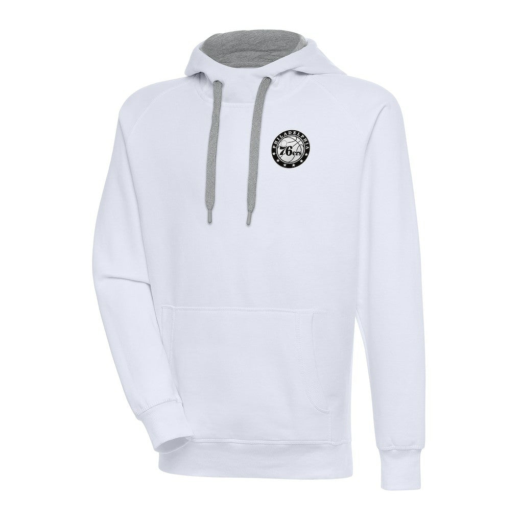Philadelphia 76ers Antigua Metallic Logo Victory Pullover Hoodie