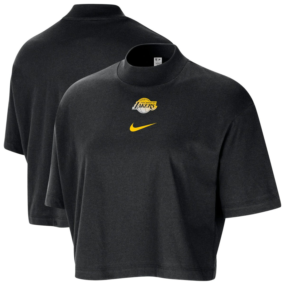 Nike Los Angeles Lakers Women's Courtside Mock Neck Loose Fit Cropped T-Shirt