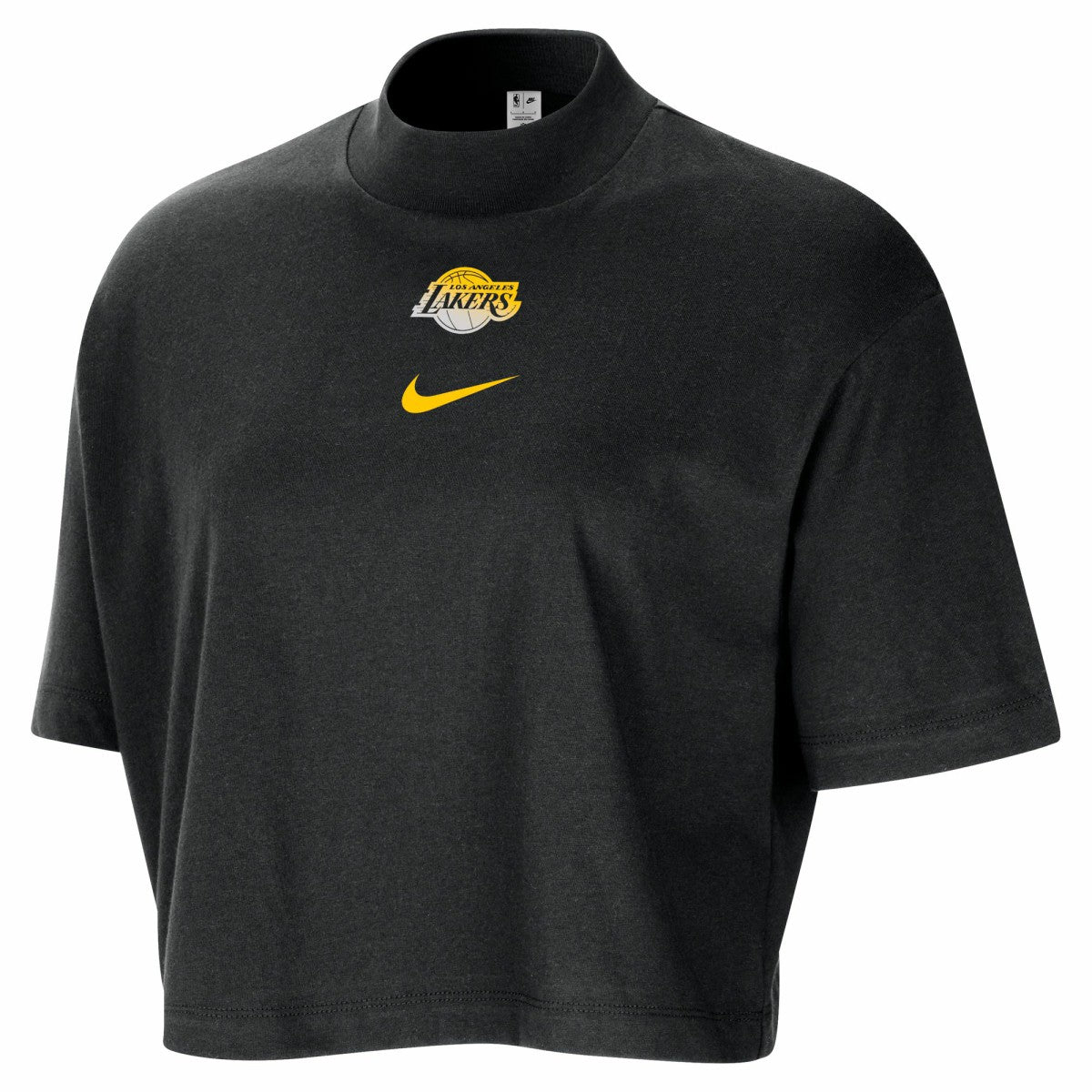 Nike Los Angeles Lakers Women's Courtside Mock Neck Loose Fit Cropped T-Shirt