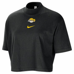 Nike Los Angeles Lakers Women's Courtside Mock Neck Loose Fit Cropped T-Shirt