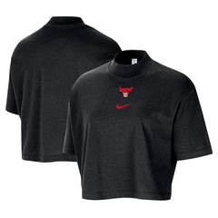Nike Chicago Bulls Women's Courtside Mock Neck Loose Fit Cropped T-Shirt sale