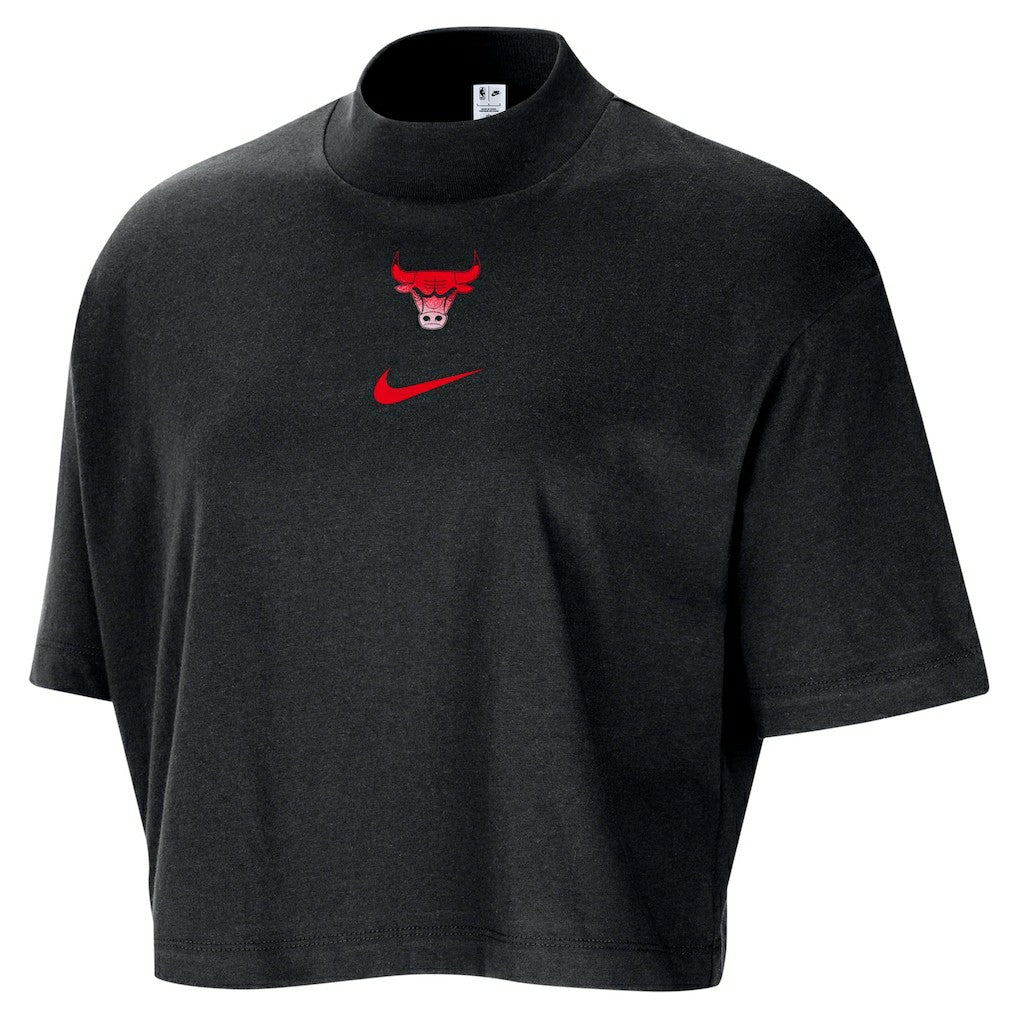 Nike Chicago Bulls Women's Courtside Mock Neck Loose Fit Cropped T-Shirt sale
