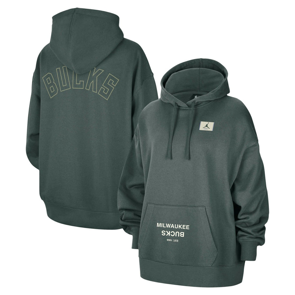 Milwaukee Bucks Jordan Brand Women's Courtside Statement Edition Oversize Pullover Hoodie