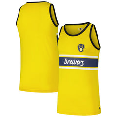 Gold Milwaukee Brewers New Era Jersey Ringer Tank Top