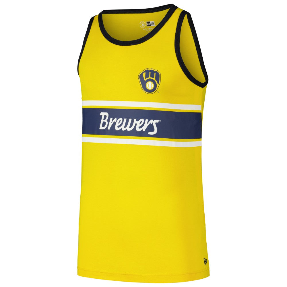Gold Milwaukee Brewers New Era Jersey Ringer Tank Top