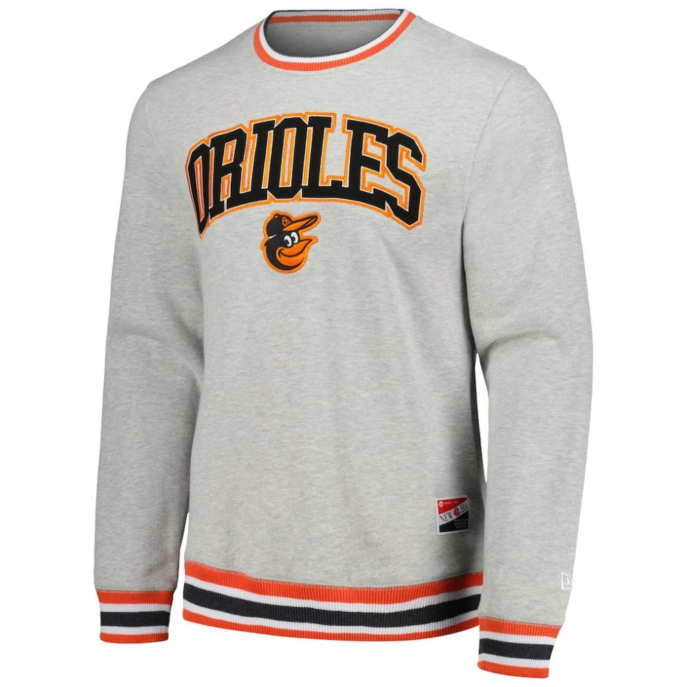 Heather Gray Baltimore Orioles New Era Throwback Classic Pullover Sweatshirt