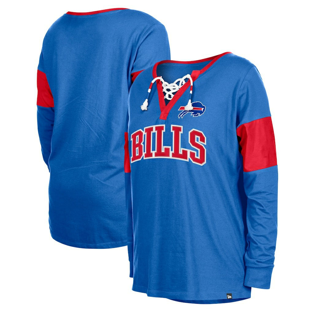 Women's Lace-Up Notch-Neck Long Sleeve T-Shirt - Buffalo Bills T-shirts
