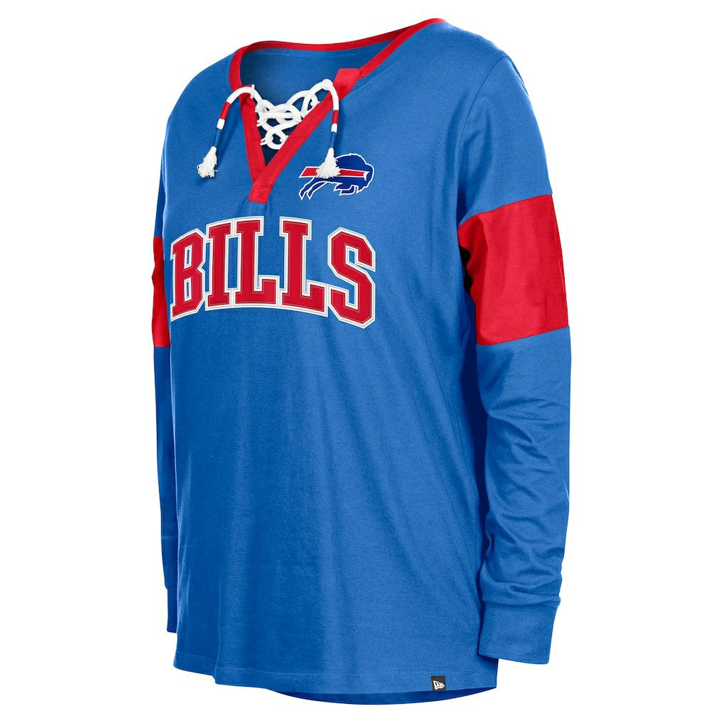 Women's Lace-Up Notch-Neck Long Sleeve T-Shirt - Buffalo Bills T-shirts