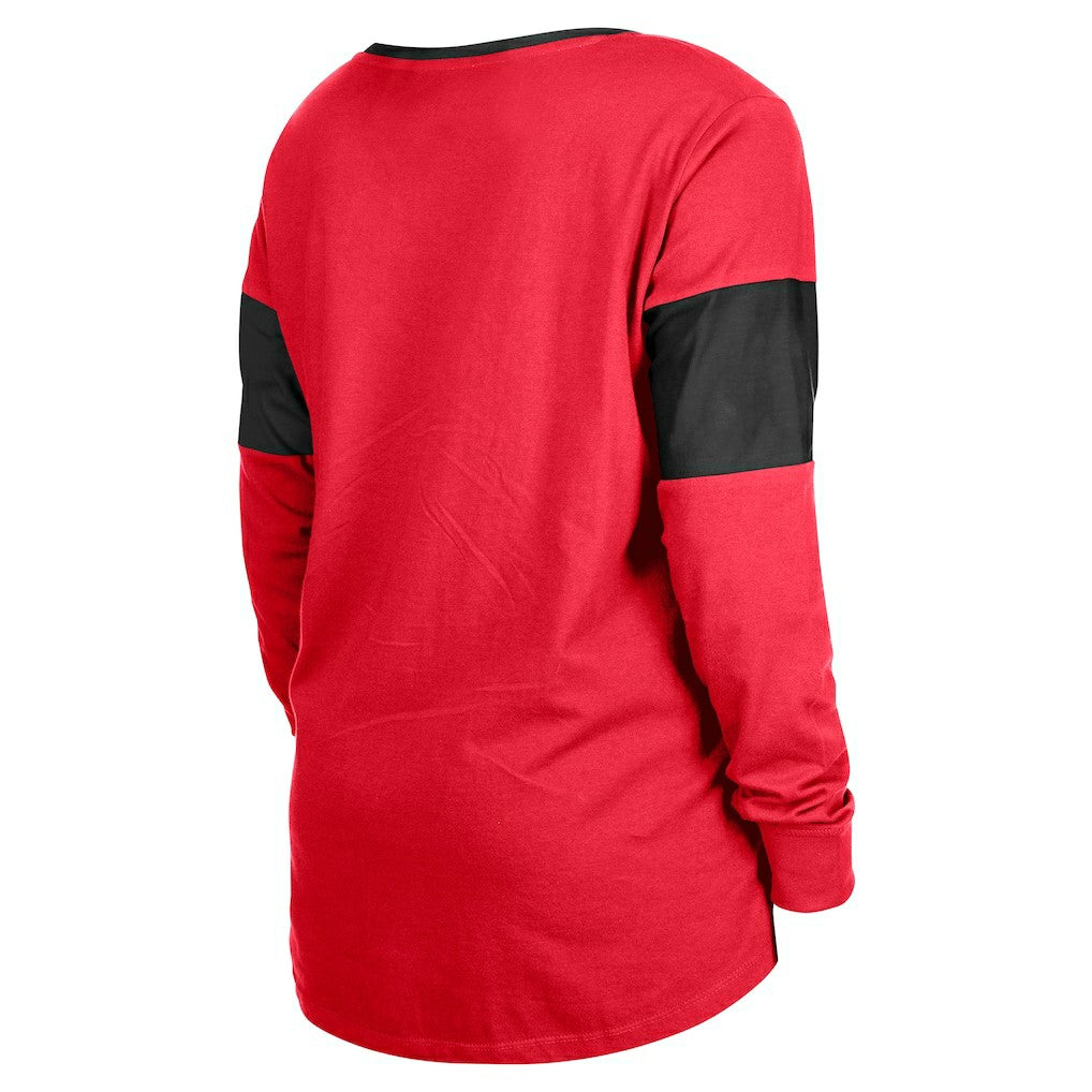 Women's Lace-Up Notch-Neck Long Sleeve T-Shirt - San Francisco 49ers T-shirts