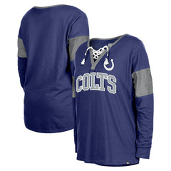 Women's Lace-Up Notch-Neck Long Sleeve T-Shirt - Indianapolis Colts T-shirts