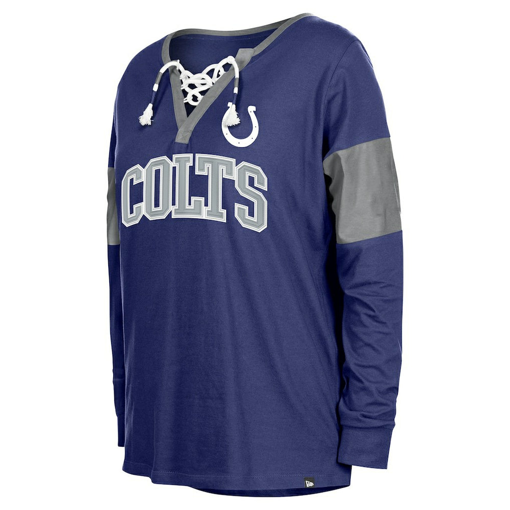 Women's Lace-Up Notch-Neck Long Sleeve T-Shirt - Indianapolis Colts T-shirts