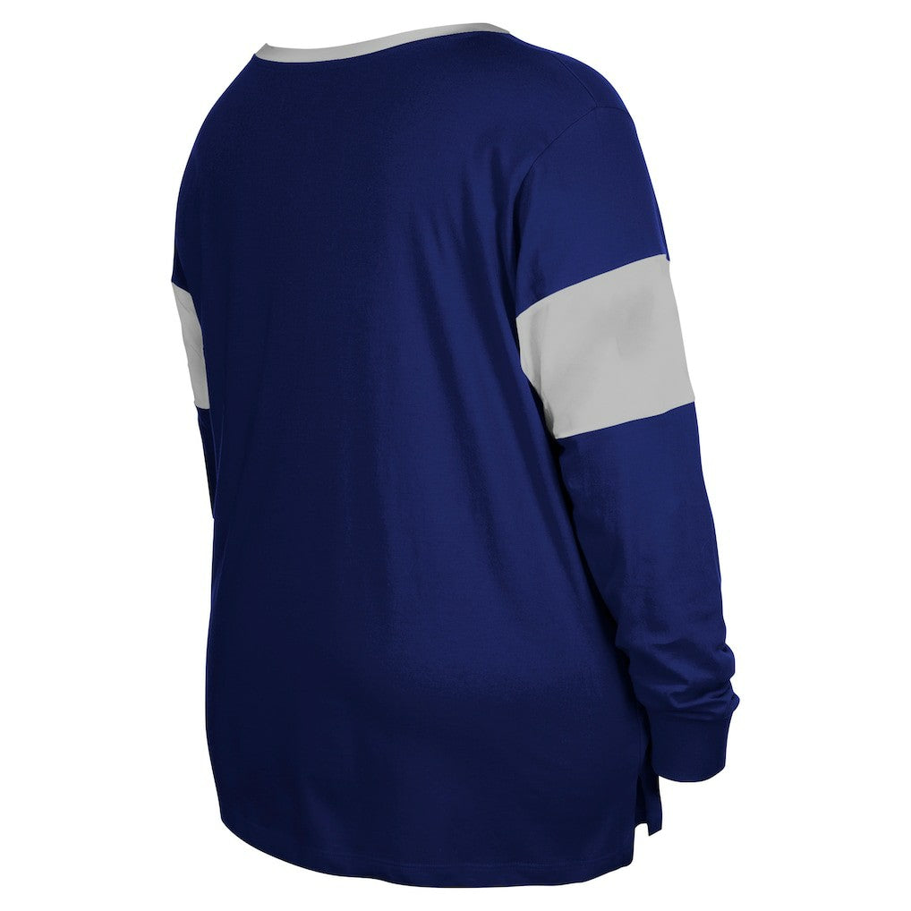 Women's Plus Size Lace-Up Notch Neck Long Sleeve T-Shirt  - Indianapolis Colts T-shirts