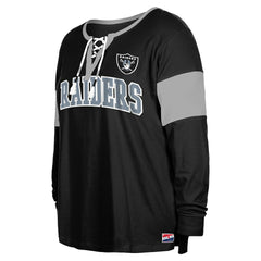 Women's Plus Size Lace-Up Notch Neck Long Sleeve T-Shirt  - Las Vegas Raiders T-shirts
