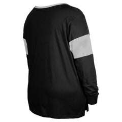 Women's Plus Size Lace-Up Notch Neck Long Sleeve T-Shirt  - Las Vegas Raiders T-shirts