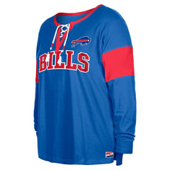 Women's Plus Size Lace-Up Notch Neck Long Sleeve T-Shirt  - Buffalo Bills T-shirts