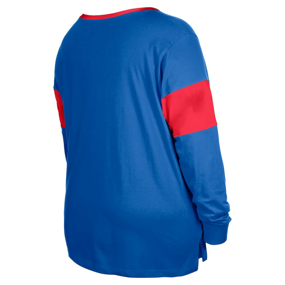 Women's Plus Size Lace-Up Notch Neck Long Sleeve T-Shirt  - Buffalo Bills T-shirts