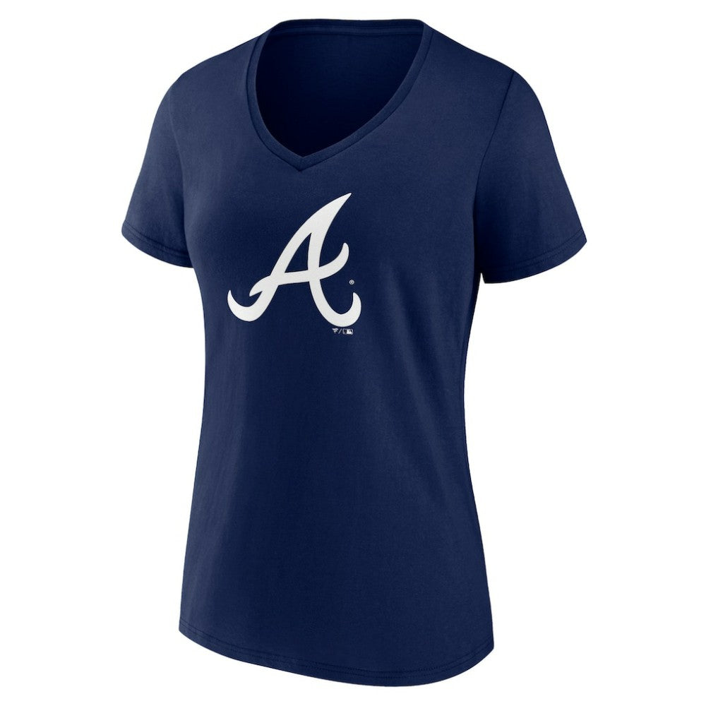 Navy Atlanta Braves Fanatics Women's Plus Size Mother's Day #1 Mom V-Neck T-Shirt