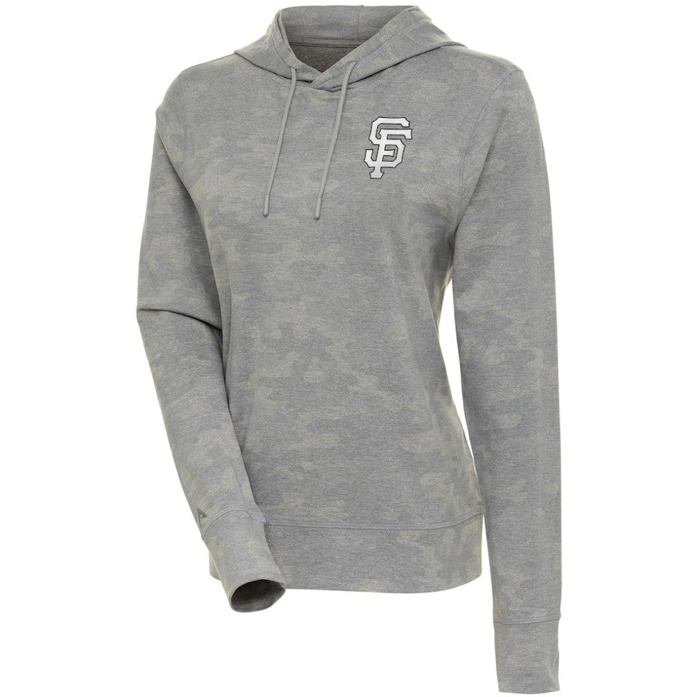 White San Francisco Giants Antigua Women's Brushed Metallic Respite Pullover Hoodie