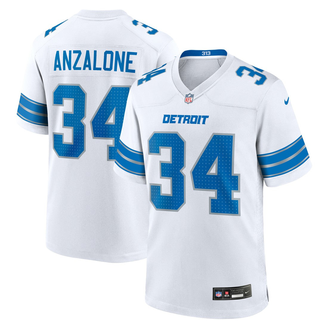 Alex Anzalone  White Game Jersey - Detroit Lions Jerseys