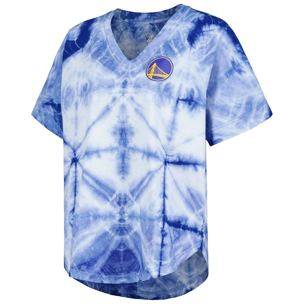 Golden State Warriors G-III 4Her by Carl Banks Women's Tournament Raglan Oversized Tie-Dye V-Neck T-Shirt sale