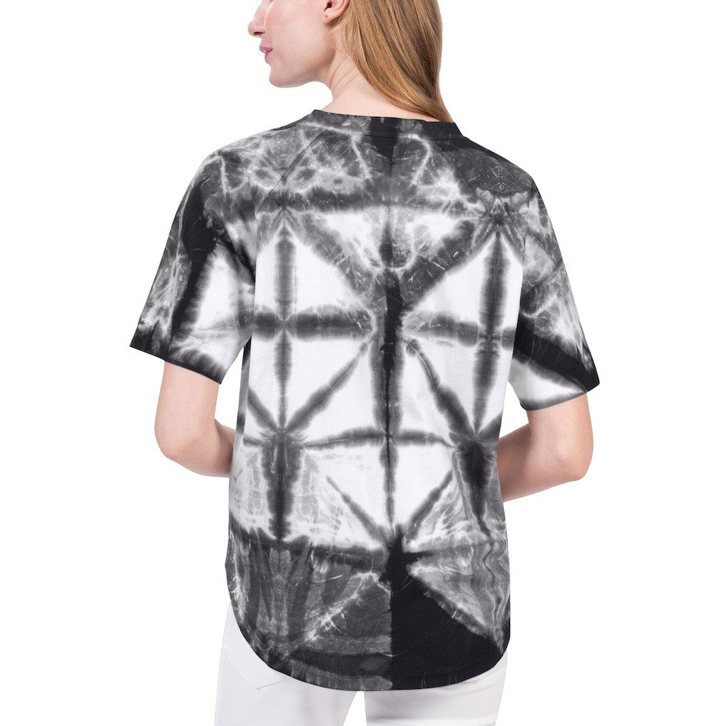 Brooklyn Nets G-III 4Her by Carl Banks Women's Tournament Raglan Oversized Tie-Dye V-Neck T-Shirt