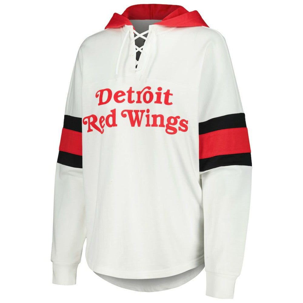 NHL Detroit Red Wings G-III 4Her by Carl Banks Women's Goal Zone Long Sleeve Lace-Up Hoodie T-Shirt