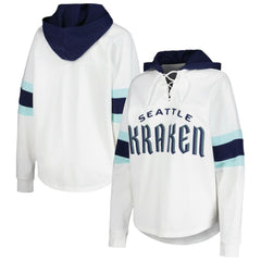 NHL Seattle Kraken G-III 4Her by Carl Banks Women's Goal Zone Long Sleeve Lace-Up Hoodie T-Shirt