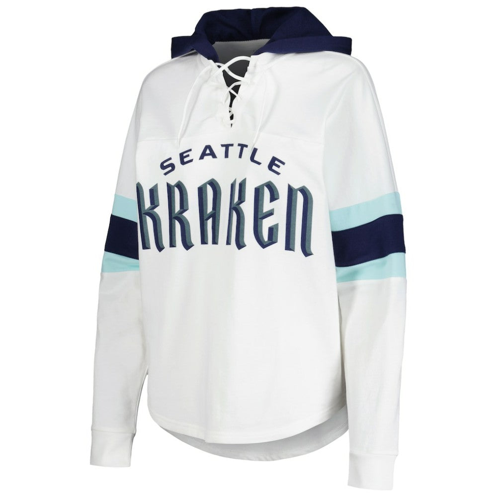 NHL Seattle Kraken G-III 4Her by Carl Banks Women's Goal Zone Long Sleeve Lace-Up Hoodie T-Shirt