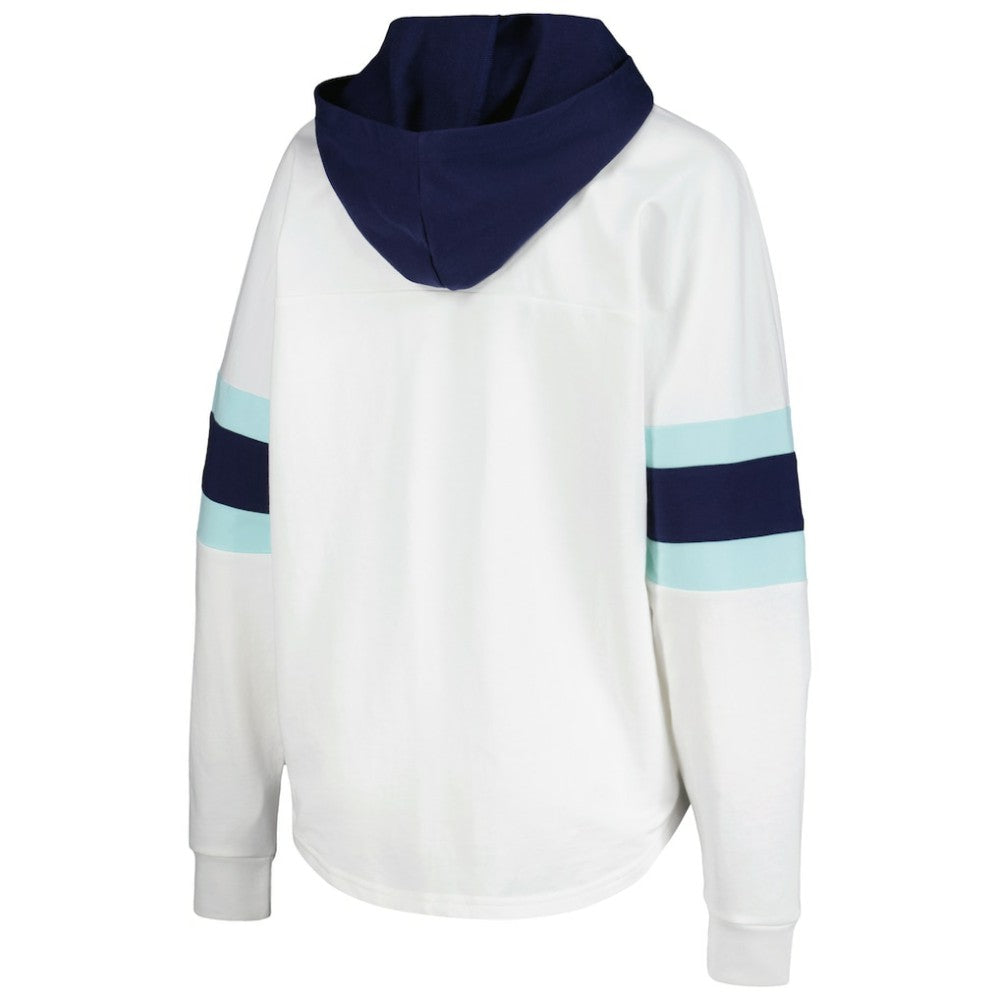 NHL Seattle Kraken G-III 4Her by Carl Banks Women's Goal Zone Long Sleeve Lace-Up Hoodie T-Shirt