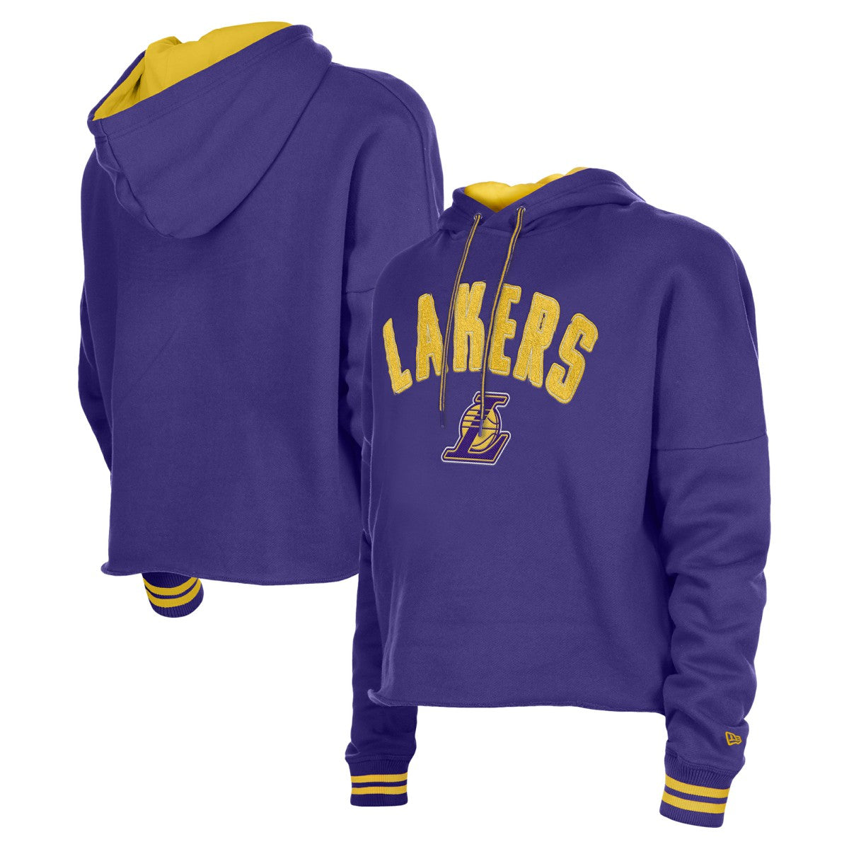 New Era Los Angeles Lakers Women's Boxy Raw Edge Pullover Hoodie