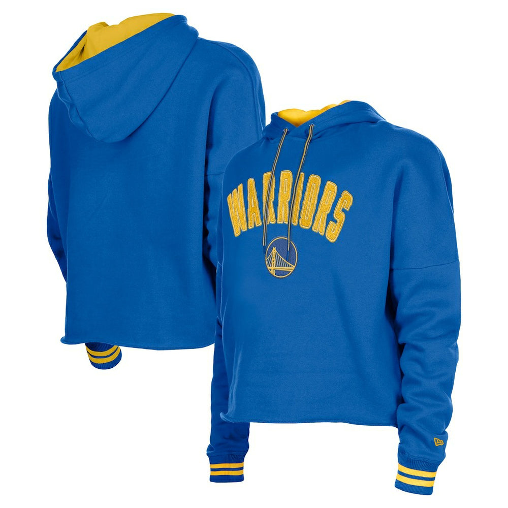 New Era Golden State Warriors Women's Boxy Raw Edge Pullover Hoodie sale