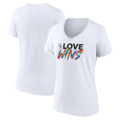 White Colorado Rockies Women's Love Wins V-Neck T-Shirt