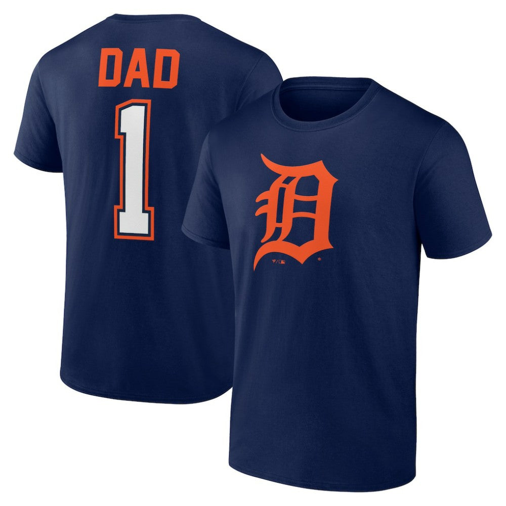 Navy Detroit Tigers Father's Day #1 Dad T-Shirt