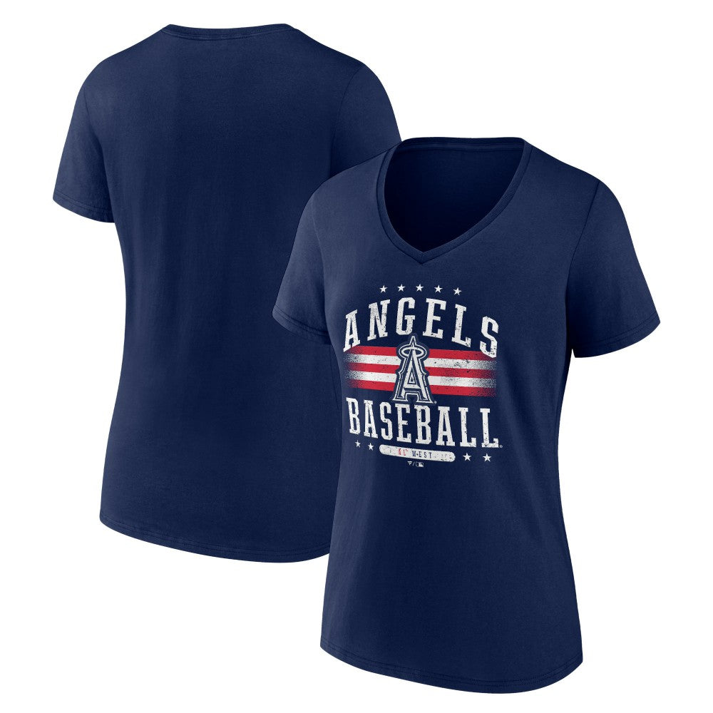 Navy Los Angeles Angels Women's Americana Team V-Neck T-Shirt