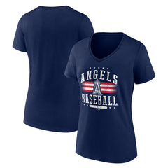 Navy Los Angeles Angels Women's Americana Team V-Neck T-Shirt