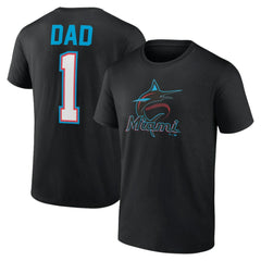 Black Miami Marlins Father's Day #1 Dad T-Shirt